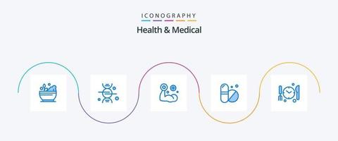 Gezondheid en medisch blauw 5 icoon pak inclusief tijd. medisch. geschiktheid. tablet. medisch vector