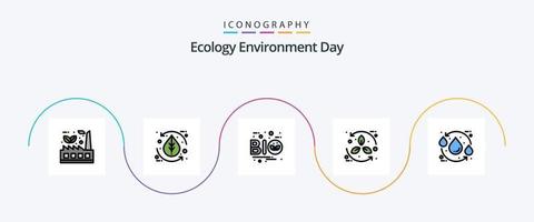 ecologie lijn gevulde vlak 5 icoon pak inclusief eco. bio. blad. blad. ecologie vector