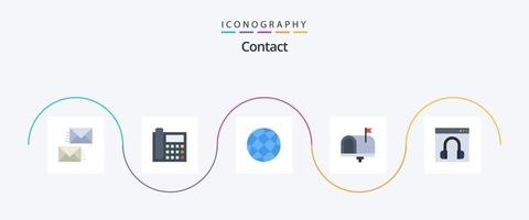 contact vlak 5 icoon pak inclusief contact ons. communicatie. contact ons. wereldbol. contact ons vector