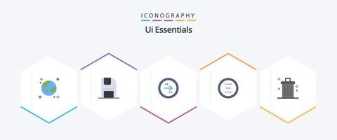 ui essentials 25 vlak icoon pak inclusief verwijderen. annuleren. koppel. Rechtsaf. richting vector