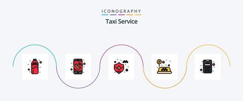 taxi onderhoud lijn gevulde vlak 5 icoon pak inclusief . verzekering. machine. kaart vector