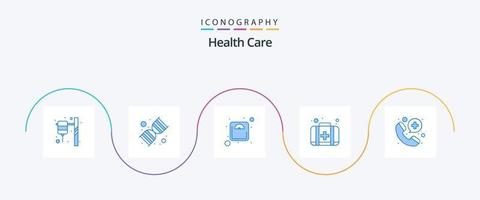 Gezondheid zorg blauw 5 icoon pak inclusief dokter. uitrusting. eetpatroon. eerst. steun vector