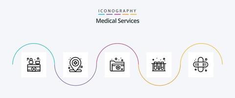 medisch Diensten lijn 5 icoon pak inclusief Gezondheid. badkuip. map. testen. medisch vector