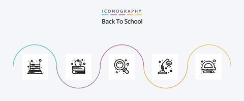 terug naar school- lijn 5 icoon pak inclusief heerser. onderwijs. rug. licht. school- vector