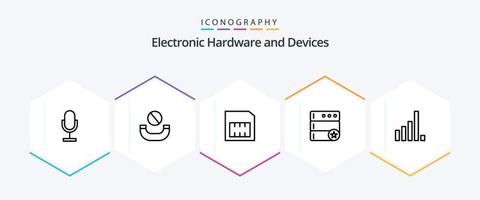 apparaten 25 lijn icoon pak inclusief . telefoon. kaart. verbinding. favoriete vector