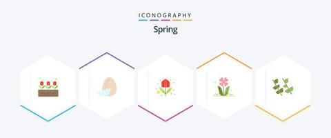 voorjaar 25 vlak icoon pak inclusief blad. roos. bloem. natuur. bloemen vector