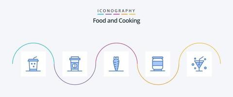 voedsel blauw 5 icoon pak inclusief . groente. drinken vector