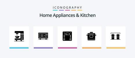 huis huishoudelijke apparaten en keuken glyph 5 icoon pak inclusief keuken. gewicht. machine. weging. machine. creatief pictogrammen ontwerp vector