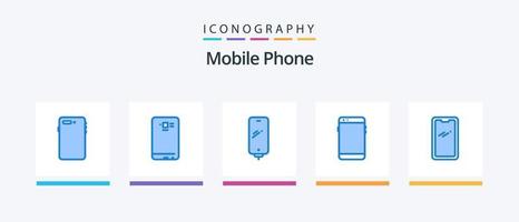 mobiel telefoon blauw 5 icoon pak inclusief . opladen. Samsung. mobiel. creatief pictogrammen ontwerp vector