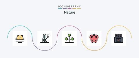 natuur lijn gevulde vlak 5 icoon pak inclusief kamp. natuur. Woud. Pasen. dier vector