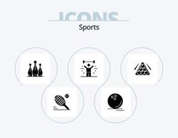 sport- glyph icoon pak 5 icoon ontwerp. gewicht. oefening. horlogekit. bodybuilding. pinnen vector