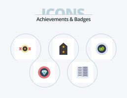 prestaties en badges vlak icoon pak 5 icoon ontwerp. eco. metaal. prijs. medaille. leger vector