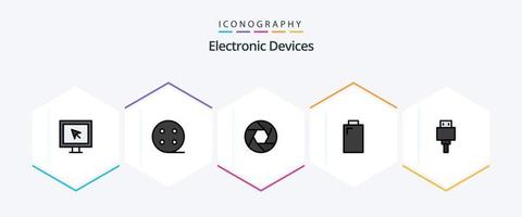 apparaten 25 gevulde lijn icoon pak inclusief USB. het dossier. camera. apparaten. elektrisch vector