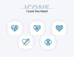 hart blauw icoon pak 5 icoon ontwerp. . Leuk vinden. vector