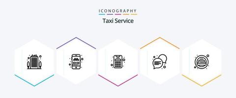 taxi onderhoud 25 lijn icoon pak inclusief . sirene. kaart. taxi. gesprek vector