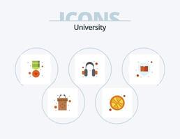 Universiteit vlak icoon pak 5 icoon ontwerp. open. goud. steun. audio vector