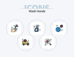 wassen handen lijn gevulde icoon pak 5 icoon ontwerp. medisch. virus. servet. rapport. het dossier vector