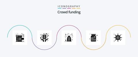 crowdfunding glyph 5 icoon pak inclusief zwart gat. geld. overeenkomst. onderneming. hoofdstad vector