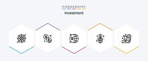 investering 25 lijn icoon pak inclusief investering. geld. globaal. omzet. investering vector