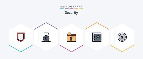 veiligheid 25 gevulde lijn icoon pak inclusief . geheim. sleutelgat. privaat. veilig vector