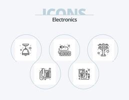 elektronica lijn icoon pak 5 icoon ontwerp. . pakket. Lens. energie. meter vector