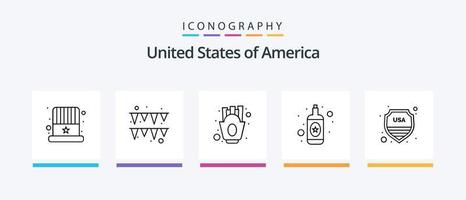 Verenigde Staten van Amerika lijn 5 icoon pak inclusief . guirlande. bescherming. festival. bescherming. creatief pictogrammen ontwerp vector