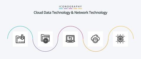 wolk gegevens technologie en netwerk technologie lijn 5 icoon pak inclusief uitrusting . uit. computer. netwerk. wolk vector