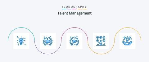 talent beheer blauw 5 icoon pak inclusief Mens. controlelijst. hand. Universiteit. hoed vector