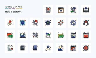 25 helpen en ondersteuning lijn gevulde stijl icoon pak vector