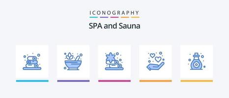 sauna blauw 5 icoon pak inclusief peuter. olie. sauna. zorg. liefde. creatief pictogrammen ontwerp vector