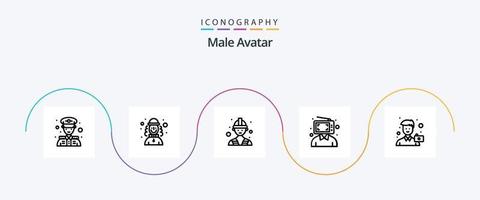 mannetje avatar lijn 5 icoon pak inclusief Mens. camera. arbeid. marketing. digitaal vector