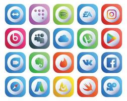 20 sociaal media icoon pak inclusief facebook Tondel mijn ruimte ooit noteren apps vector