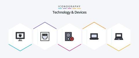 apparaten 25 gevulde lijn icoon pak inclusief laptop. apparaatje. hardware. apparaten. MacBook vector