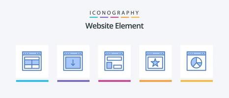 website element blauw 5 icoon pak inclusief favoriet. artikel. element. website indeling. web indeling. creatief pictogrammen ontwerp vector