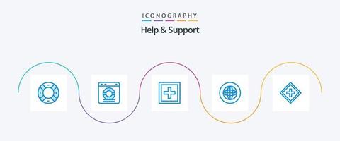 helpen en ondersteuning blauw 5 icoon pak inclusief globaal. centrum. bescherming. steun. informatie vector