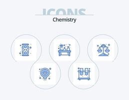 chemie blauw icoon pak 5 icoon ontwerp. lamp. fles. chemisch. experiment. werkwijze vector