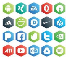 20 sociaal media icoon pak inclusief nvidia twitter zelfvoldaan envato Pandora vector
