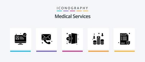 medisch Diensten glyph 5 icoon pak inclusief medisch. dokter. noodgeval. geld. financiën. creatief pictogrammen ontwerp vector