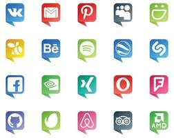 20 sociaal media toespraak bubbel stijl logo Leuk vinden github opera zien xing facebook vector