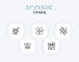 camping lijn icoon pak 5 icoon ontwerp. camping. foto. leger. camera. houten vector