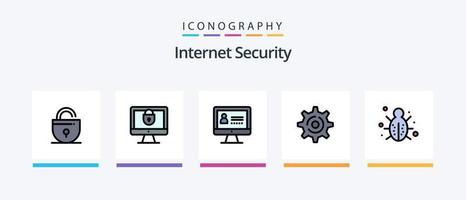 internet veiligheid lijn gevulde 5 icoon pak inclusief . internetten. op slot doen. internetten. creatief pictogrammen ontwerp vector