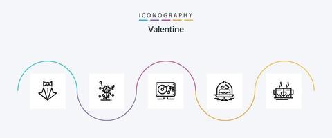 Valentijn lijn 5 icoon pak inclusief liefde. valentijnskaarten. dag. valentijn. hart vector