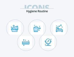 hygiëne routine- blauw icoon pak 5 icoon ontwerp. . schoon. wassen. slaapkamer. huishouding vector