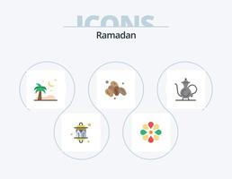 Ramadan vlak icoon pak 5 icoon ontwerp. beker. heilig. Ramadan. fruit. palm bomen vector