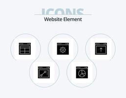 website element glyph icoon pak 5 icoon ontwerp. browser. website. koppel. webpagina. browser vector