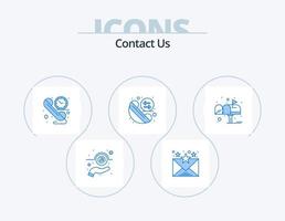 contact ons blauw icoon pak 5 icoon ontwerp. mail. doos. communicatie. opnieuw kiezen. uitwisseling vector