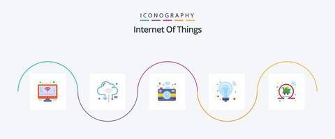 internet van dingen vlak 5 icoon pak inclusief online. mand. camera. slim oplossing. idee vector