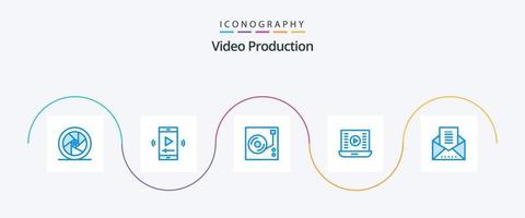 video productie blauw 5 icoon pak inclusief Speel knop. audio Speel. video p. schijf vector