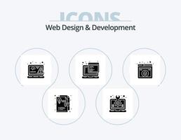 web ontwerp en ontwikkeling glyph icoon pak 5 icoon ontwerp. ontwerp. script. codering. javascript. fout vector