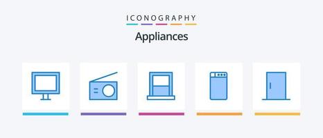 huishoudelijke apparaten blauw 5 icoon pak inclusief huis. deur. huishoudelijke apparaten. wassen. huishouden. creatief pictogrammen ontwerp vector
